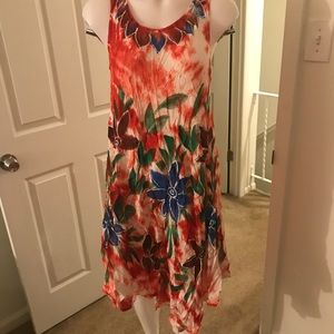 💖Red and white flowy dress